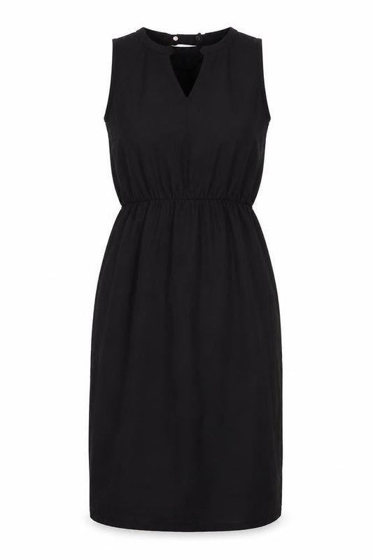 Oasis Womens Black Viscose T-Shirt Dress Size XS Boat Neck Button