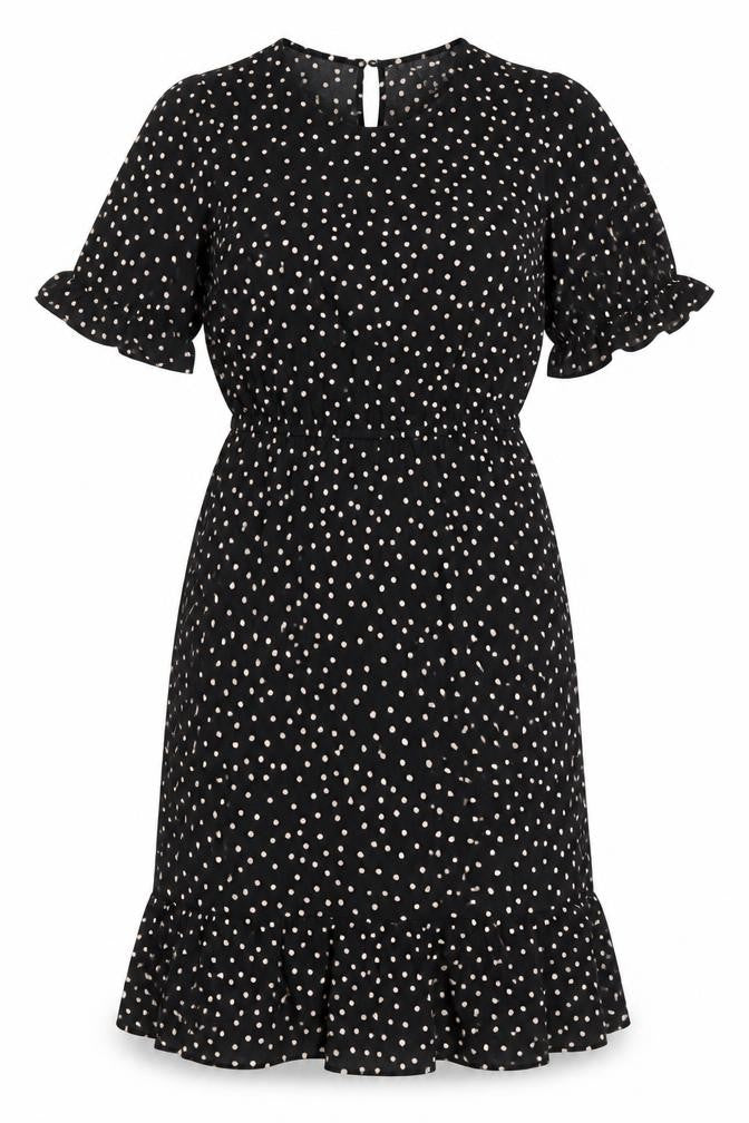 New Look Womens Multicoloured Polka Dot Polyester Fit & Flare Size 6 Round Neck