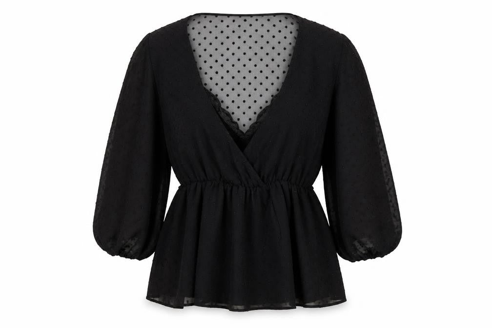 Zara Womens Black Viscose Tunic Blouse Size M V-Neck