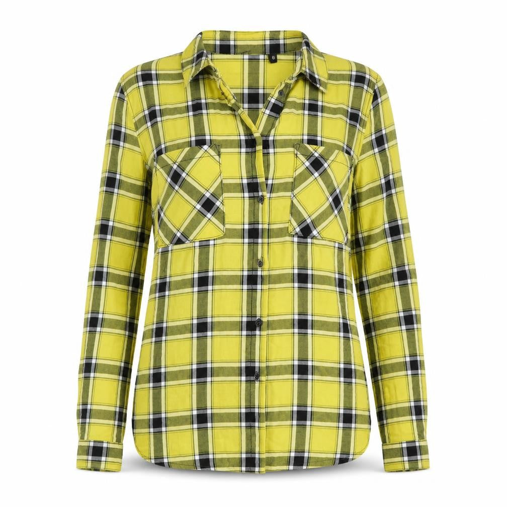 H&M Womens Multicoloured Check 100% Cotton Basic Blouse Size 8 Collared