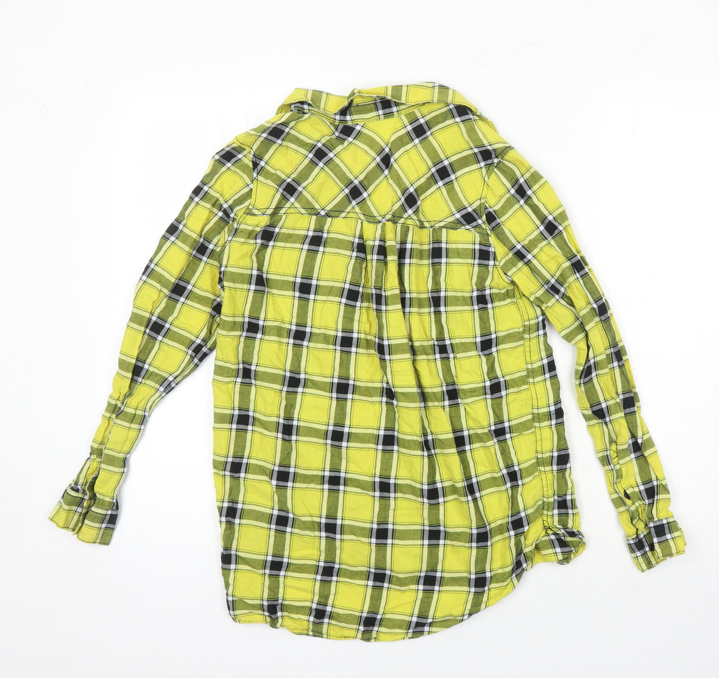 H&M Womens Multicoloured Check 100% Cotton Basic Blouse Size 8 Collared