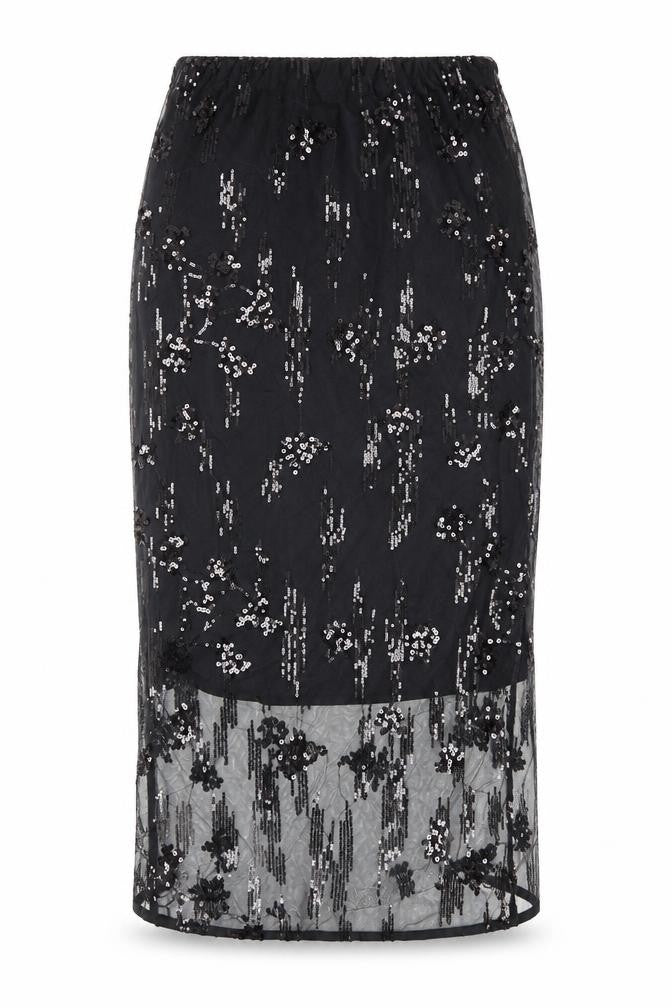 Marks & Spencer Womens Black Polyester Straight & Pencil Skirt Size 8 - Elastic Waist