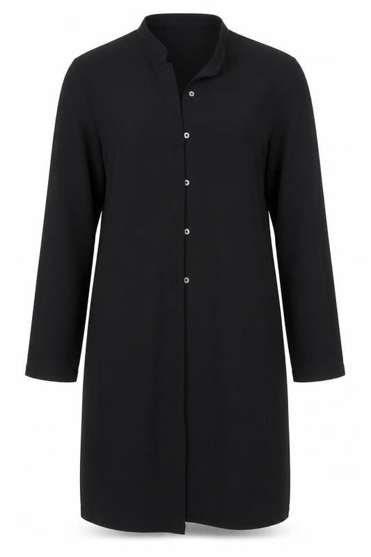 Marks and Spencer Womens Black Polyester Basic Button-Up Size 14 Round Neck