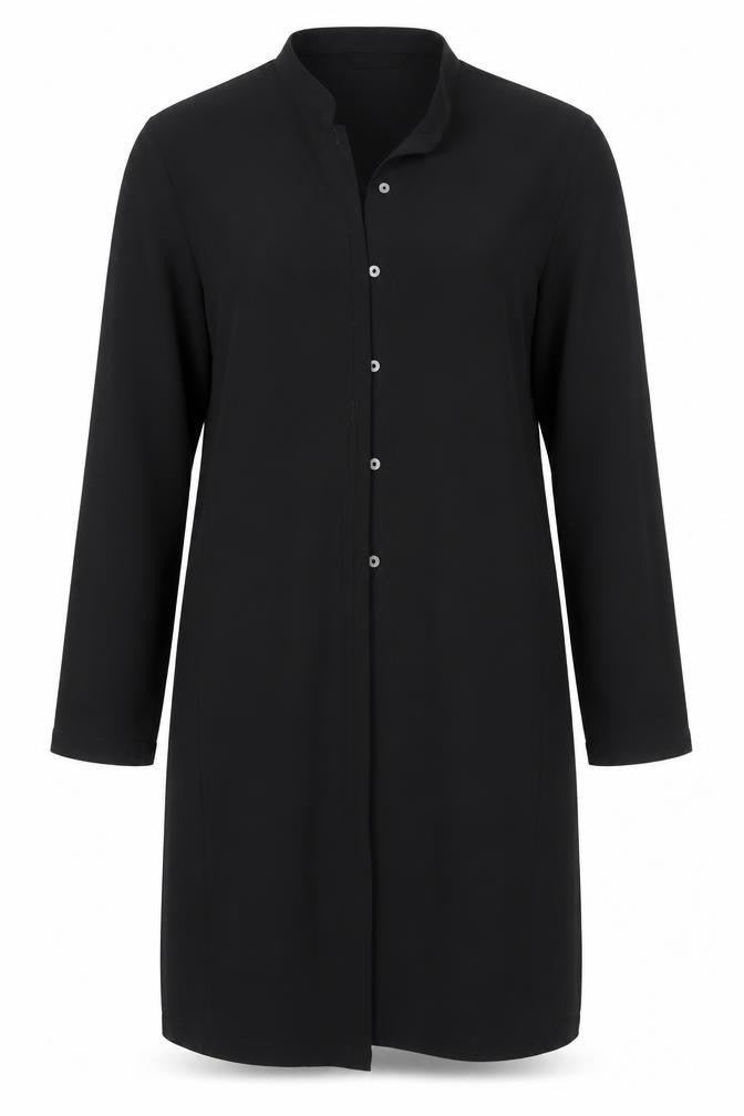 Marks & Spencer Womens Black Polyester Basic Button-Up Size 14 Round Neck
