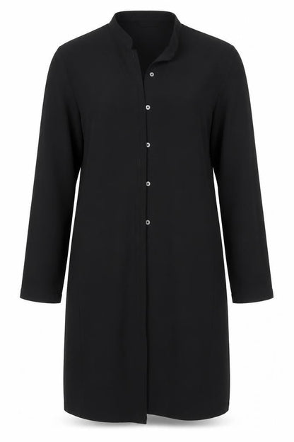 Marks & Spencer Womens Black Polyester Basic Button-Up Size 14 Round Neck