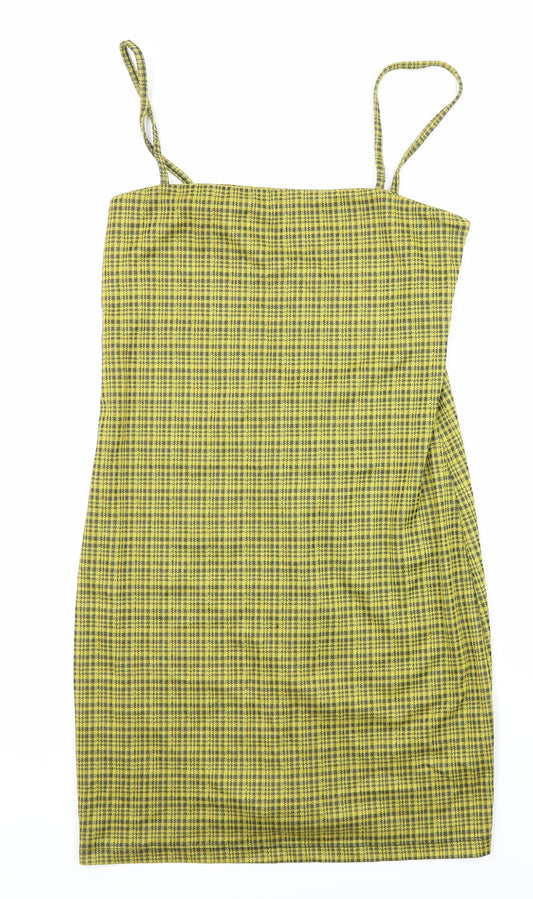 Marisa Atitude Womens Multicoloured Check Polyester Blend Shift Size 8 Square Neck