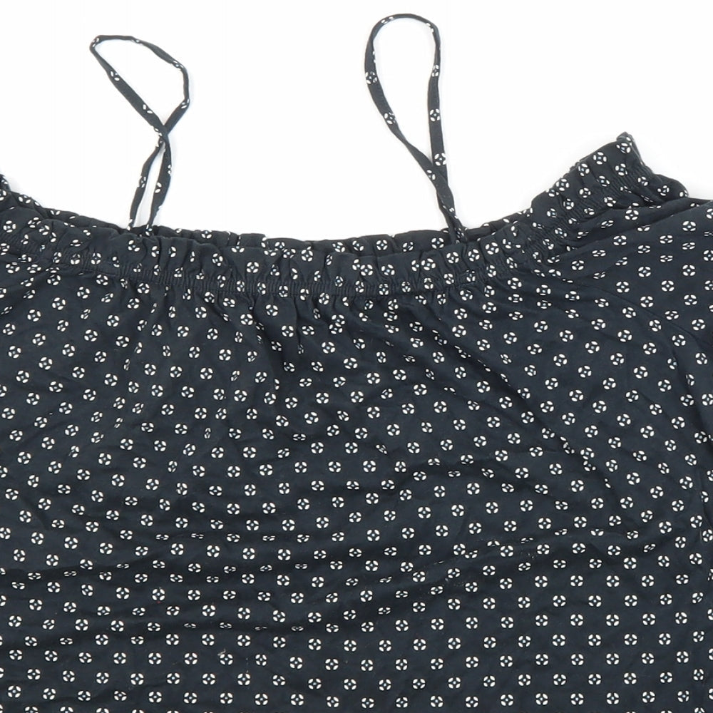 H&M Womens Multicoloured Geometric 100% Cotton Basic Blouse Size S Square Neck