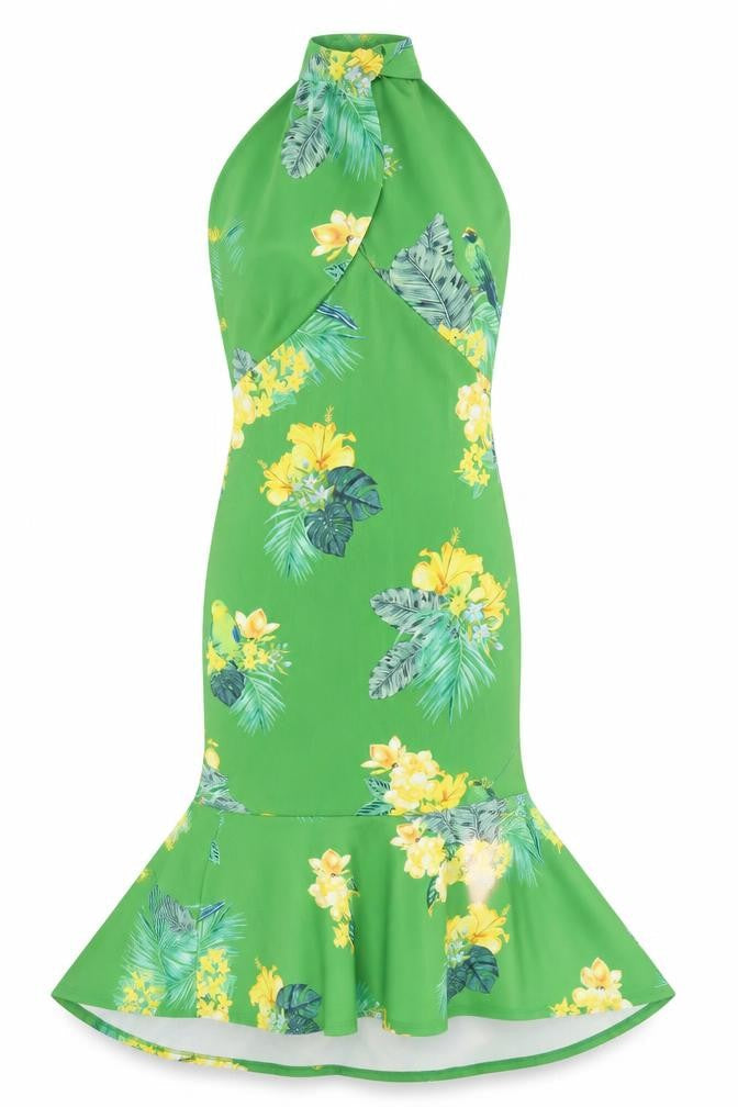 True Violet Womens Multicoloured Floral Polyester Fit & Flare Size 8 V-Neck - backless
