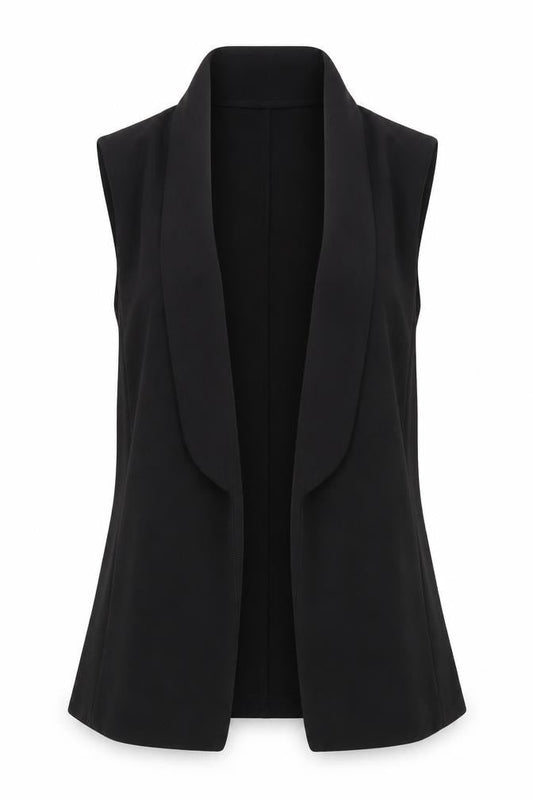 New Look Womens Black Kimono Waistcoat Size 10 Tie