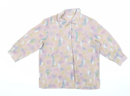 Moka Giene Womens Multicoloured Geometric Polyester Blend Basic Blouse Size M Collared