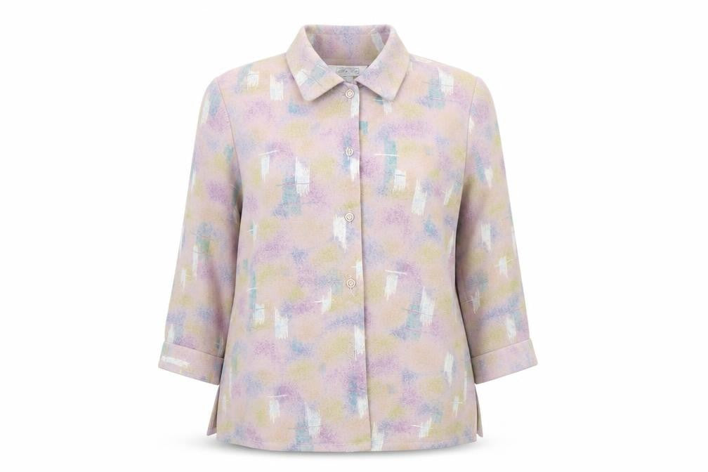 Moka Giene Womens Multicoloured Geometric Polyester Blend Basic Blouse Size M Collared