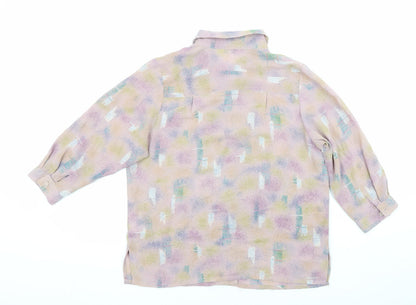 Moka Giene Womens Multicoloured Geometric Polyester Blend Basic Blouse Size M Collared