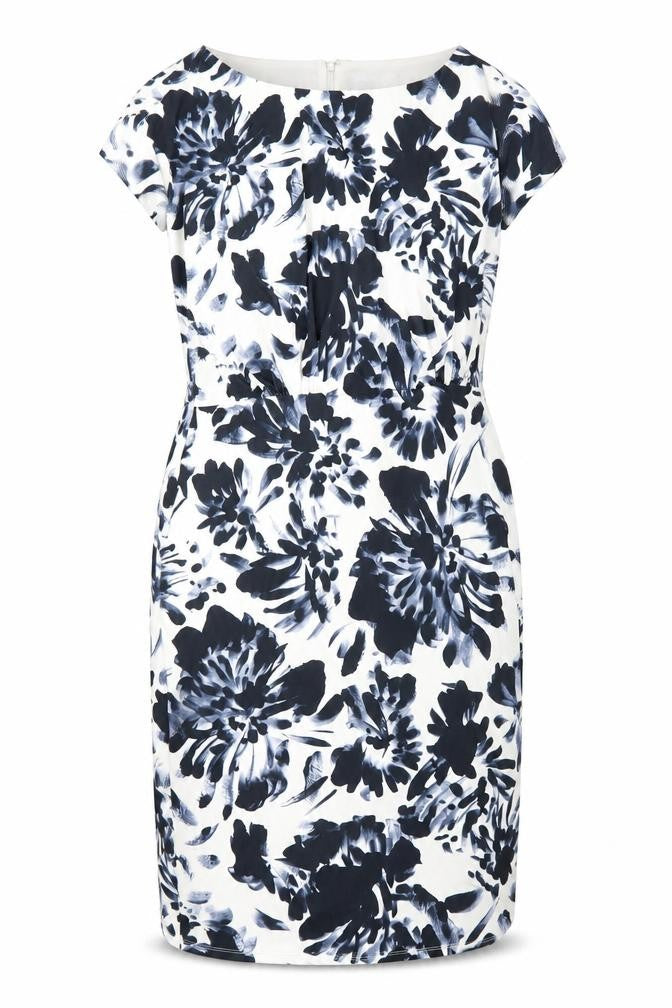 John Lewis Womens Multicoloured Floral Polyester Pencil Dress Size 14 Round Neck Zip