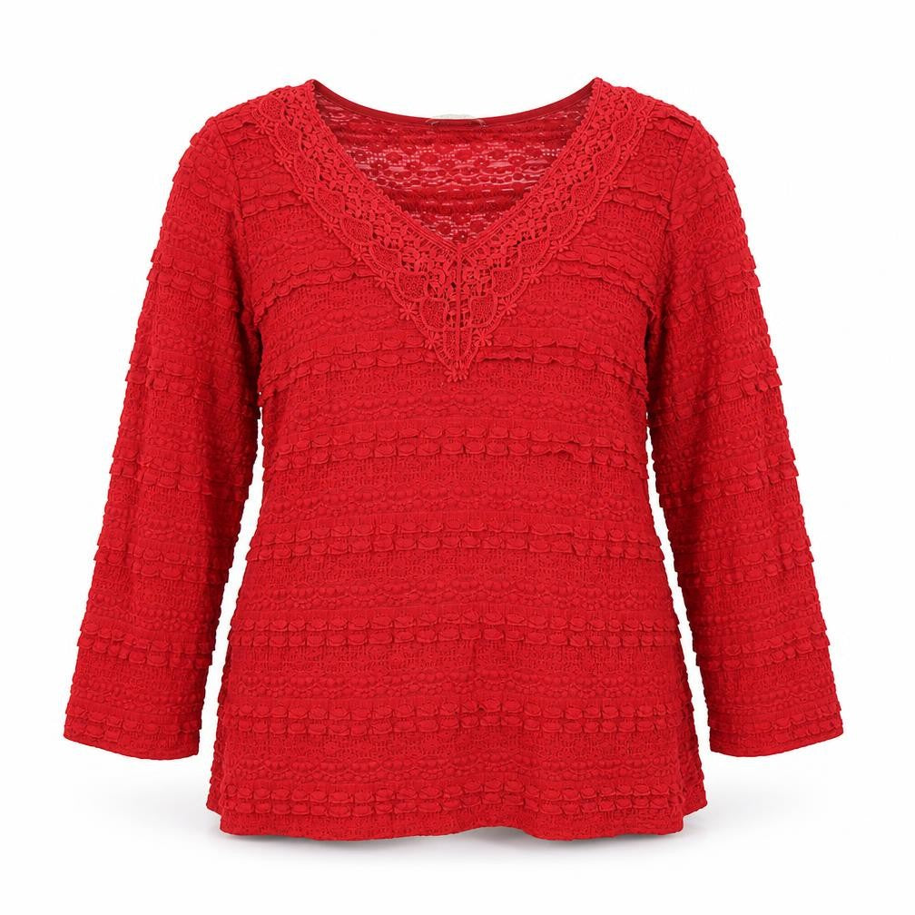 Per Una Womens Red Polyester Blend Tunic Blouse Size M V-Neck