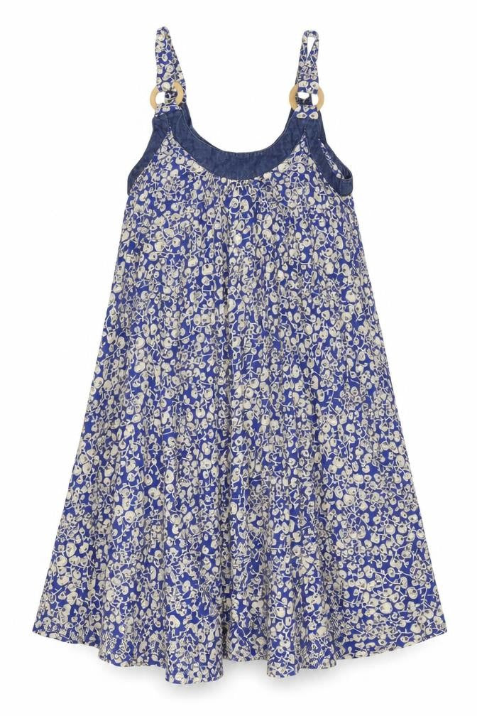 French Connection Womens Blue Floral Cotton Shift Size 6 Round Neck Pullover