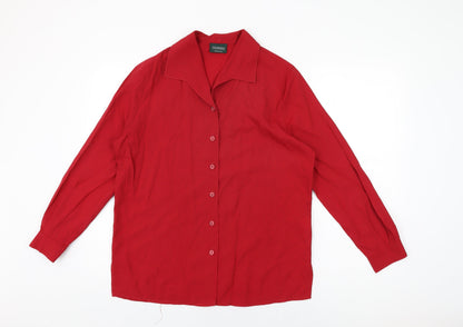 Additional front view of Canda women’s red viscose basic button-up, size UK 12, collared