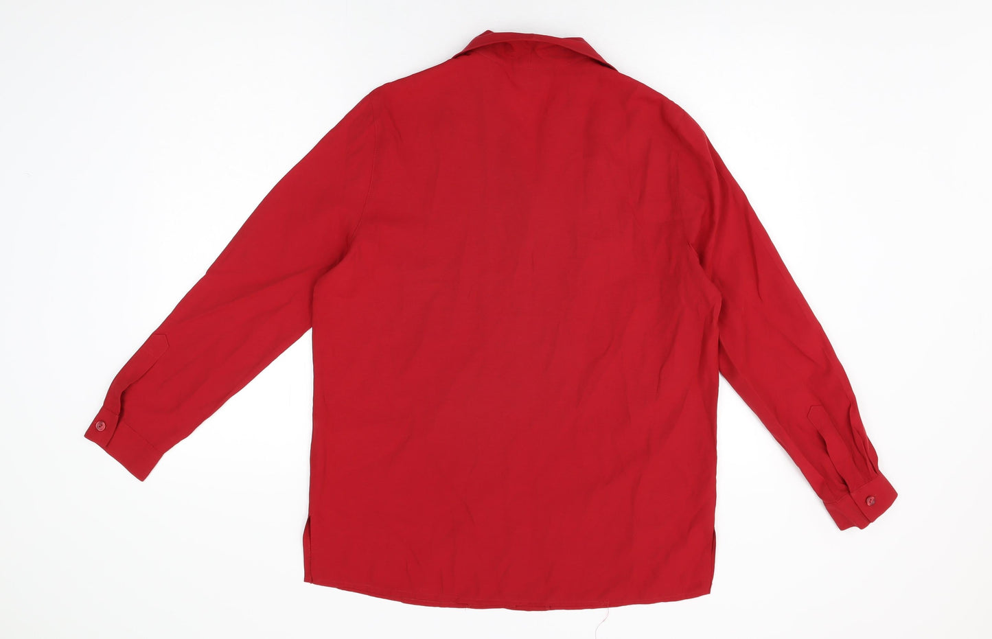 Canda Womens Red Viscose Basic Button-Up Size 12 Collared