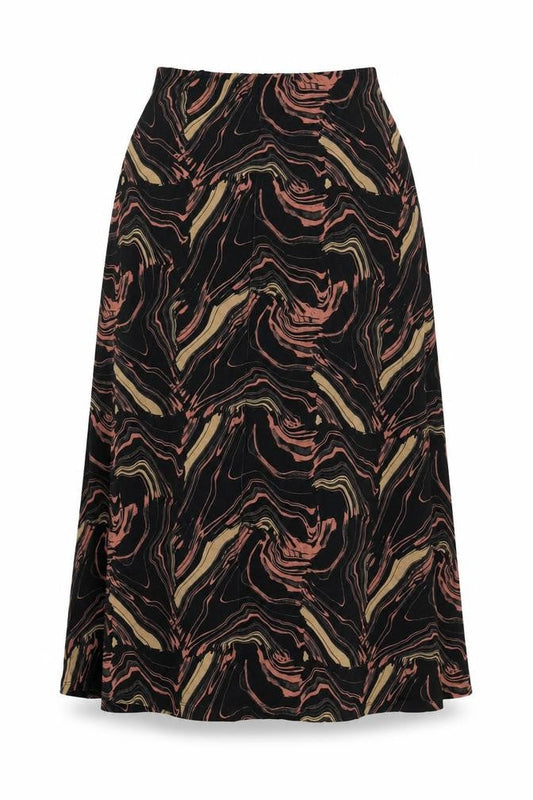 Very Womens Black Geometric Viscose Swing Skirt Size 10