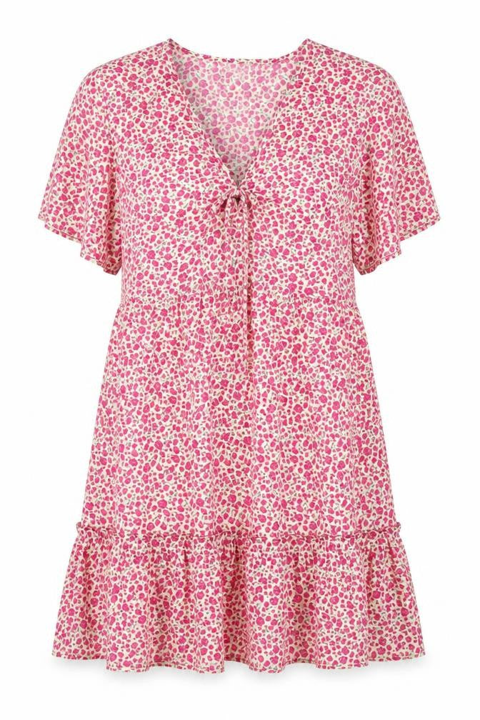 In the Style Womens Pink Floral Polyester Shift Size 12 V-Neck Zip