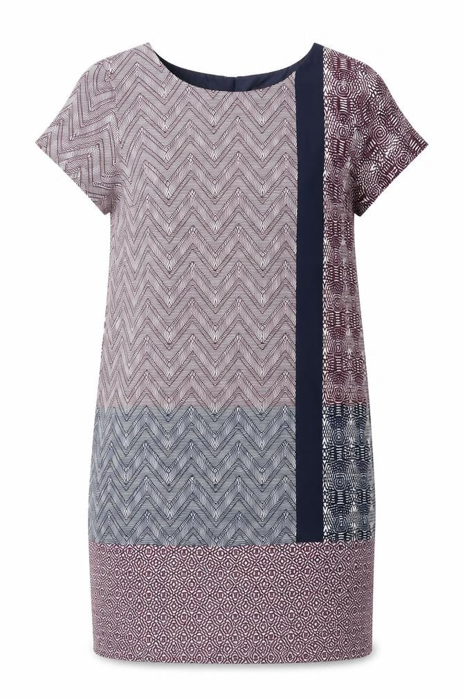 NEXT Womens Multicoloured Geometric Polyester Shift Size 6 Round Neck Zip