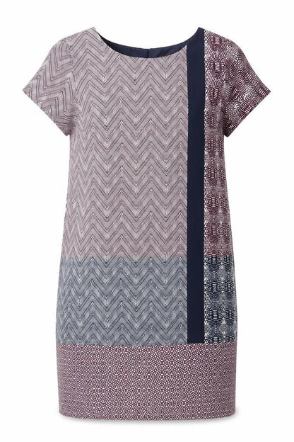 Next Womens Multicoloured Geometric Polyester Shift Size 6 Round Neck Zip