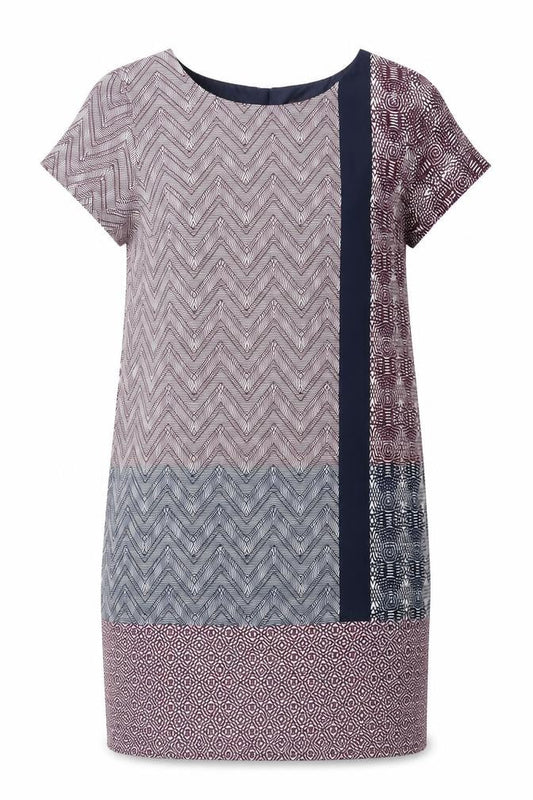 Next Womens Multicoloured Geometric Polyester Shift Size 6 Round Neck Zip
