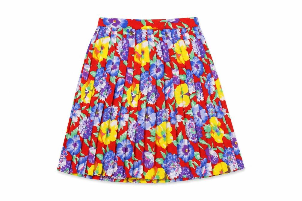 St Michael Womens Red Floral Polyester Swing Skirt Size 10 Zip