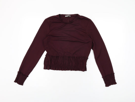 Zara Womens Purple Polyester Basic T-Shirt Size S Round Neck