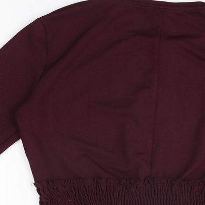 Zara Womens Purple Polyester Basic T-Shirt Size S Round Neck