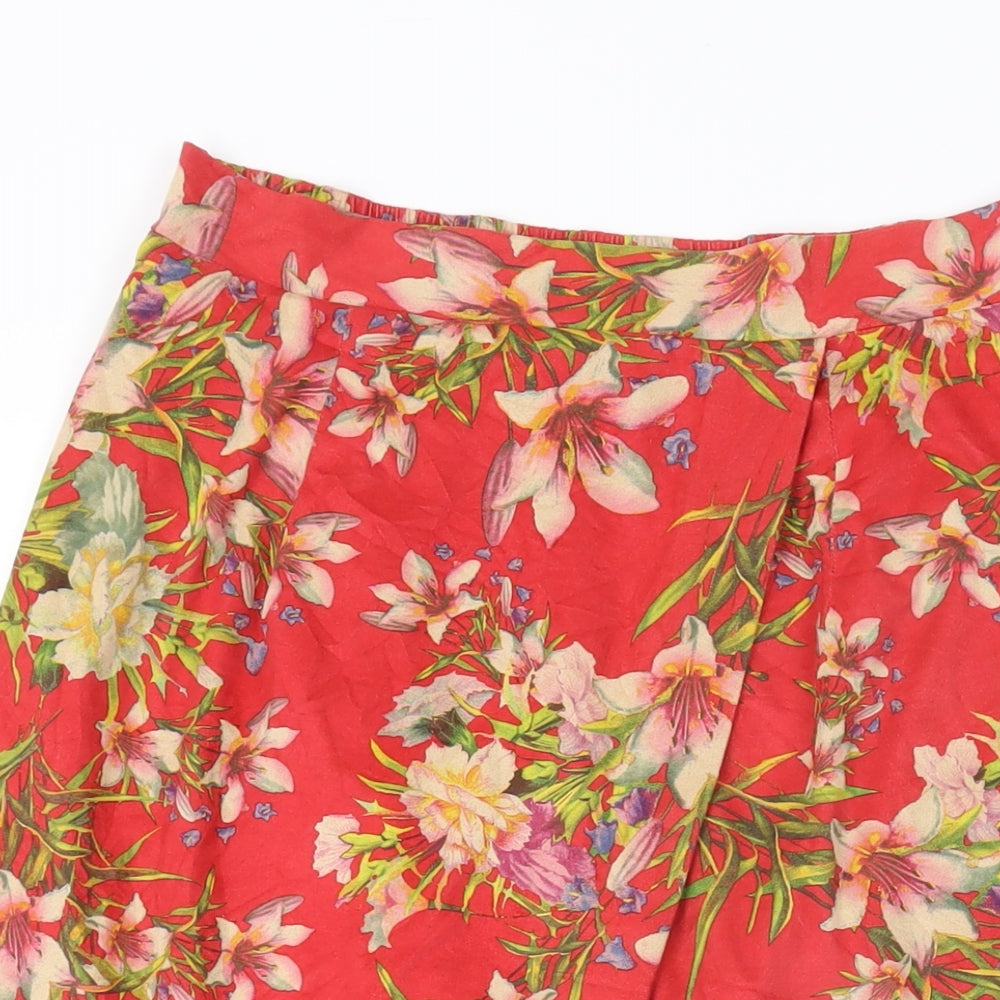 Simply Be Womens Red Floral Polyester Wrap Skirt Size 12