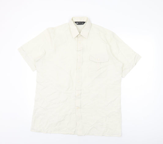 St Michael Mens Ivory Cotton Button-Up Size 39 Collared Button