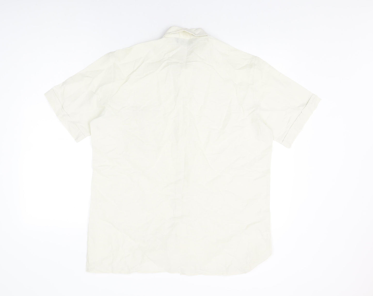 St Michael Mens Ivory Cotton Button-Up Size 39 Collared Button