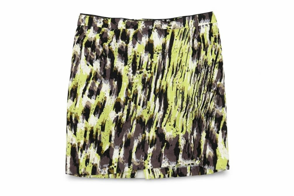 Marks & Spencer Womens Multicoloured Geometric Cotton Mini Skirt Size 14 Zip