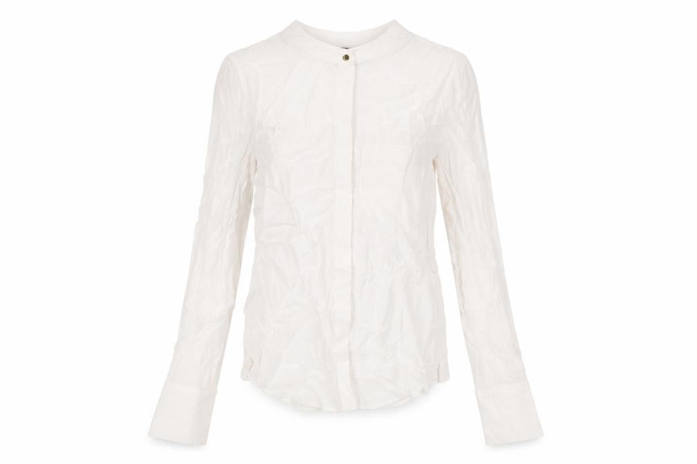 Marks & Spencer Womens White Viscose Basic Button-Up Size 6 Round Neck