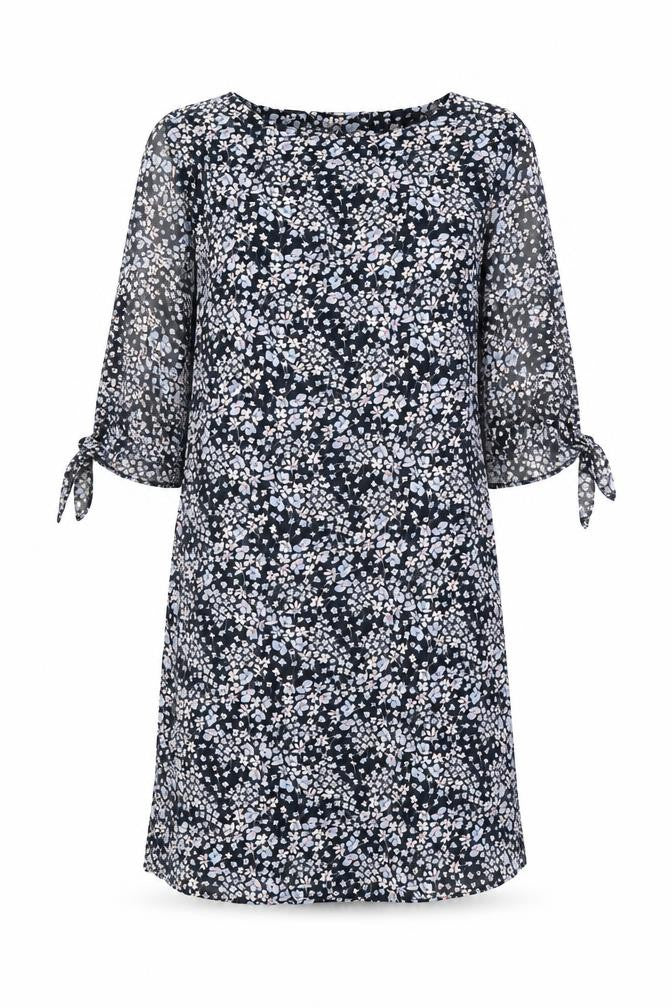 H&M Womens Blue Floral Viscose Shift Size 8 Round Neck Pullover