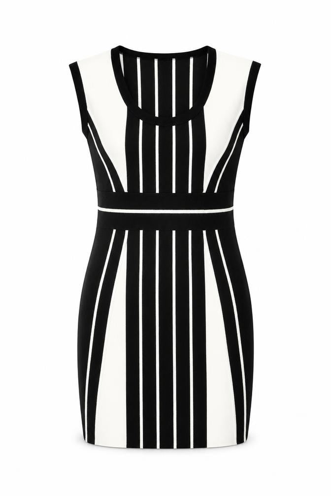 Episode Womens Black Geometric Viscose Bodycon Size M Scoop Neck Pullover