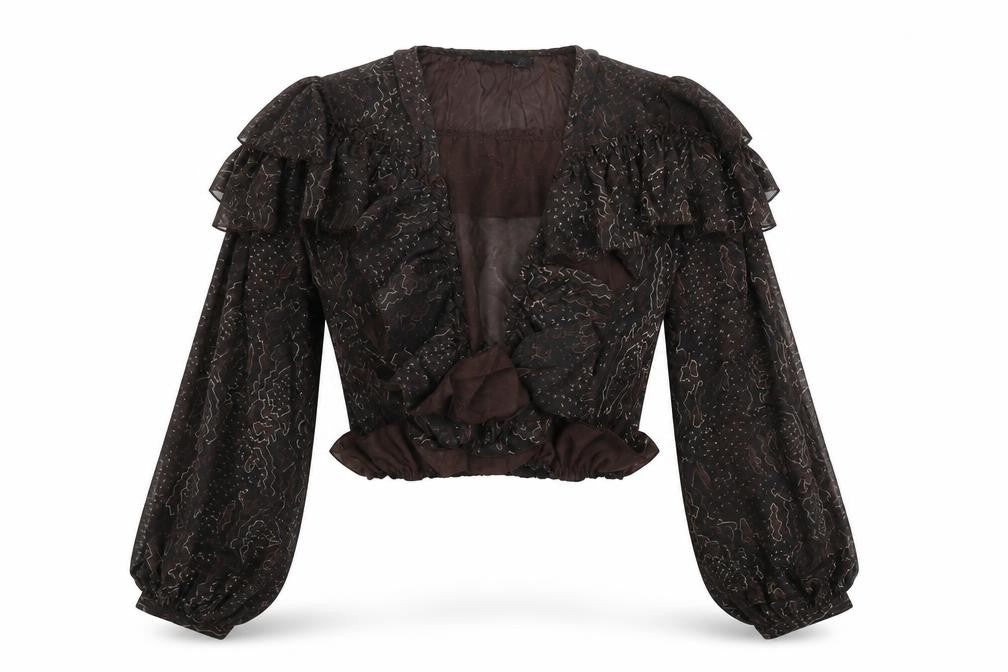 Nasty Gal Womens Black Geometric Polyester Basic Blouse Size 8 V-Neck