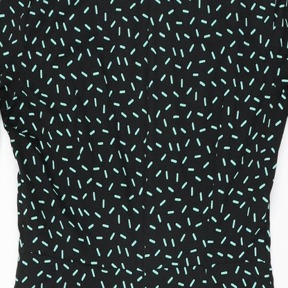 Marks & Spencer Womens Black Geometric Polyester Shift Size 8 Round Neck Zip