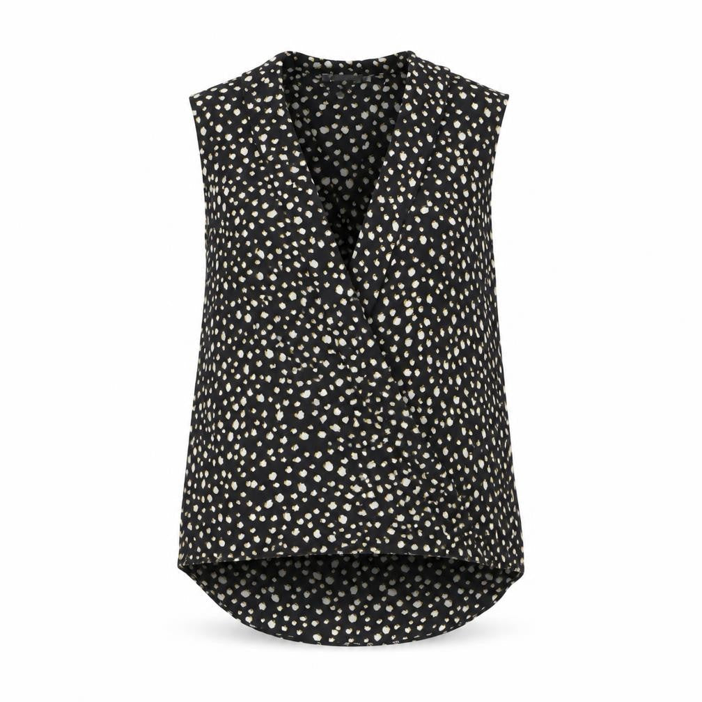 Paraphrase Womens Black Geometric Polyester Basic Blouse Size 8 V-Neck