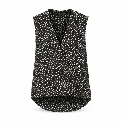 Paraphrase Womens Black Geometric Polyester Basic Blouse Size 8 V-Neck