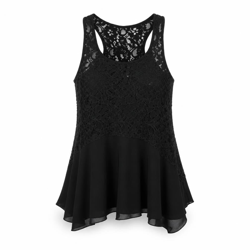 Vouley Vous Womens Black Floral Polyester Basic T-Shirt Size S Round Neck