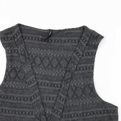 Marks & Spencer Womens Grey Geometric Polyester Basic T-Shirt Size 16 V-Neck