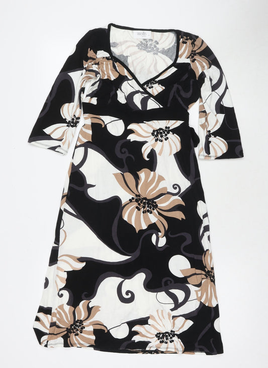 Wallis Womens Multicoloured Floral Viscose A-Line Size 8 V-Neck Pullover