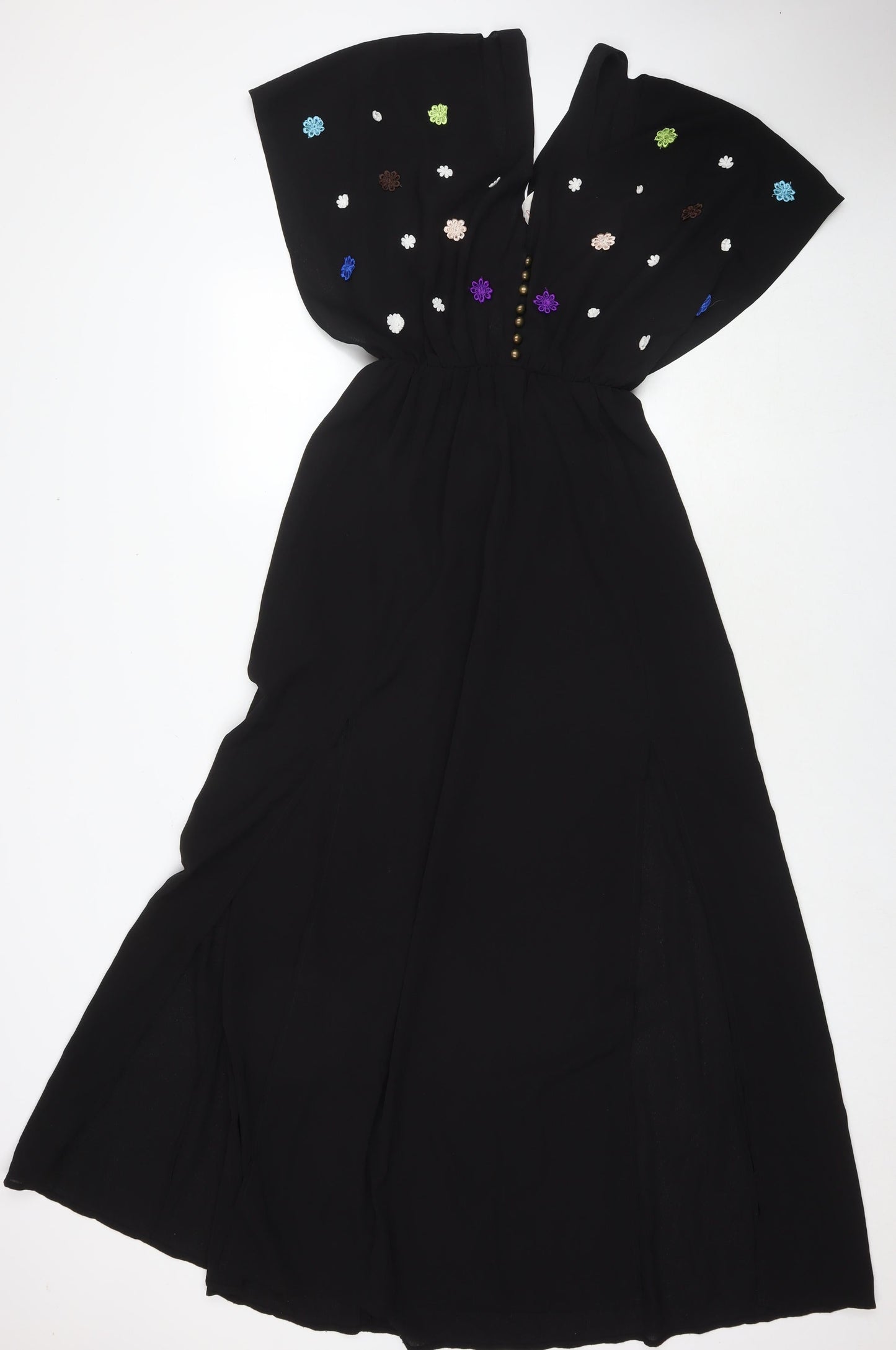 Native Rove Womens Black Polyester Maxi Size S V-Neck Pullover
