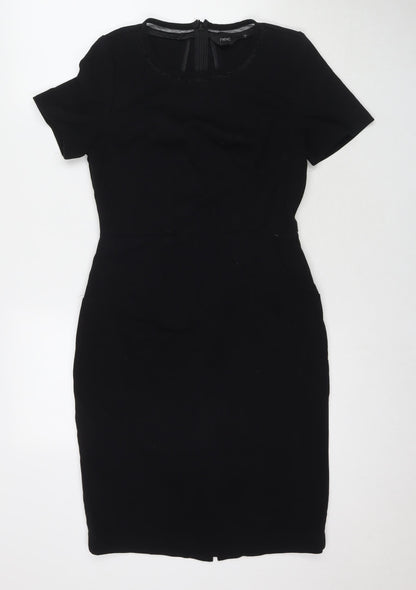 Next Womens Black Polyester A-Line Size 10 Round Neck Zip