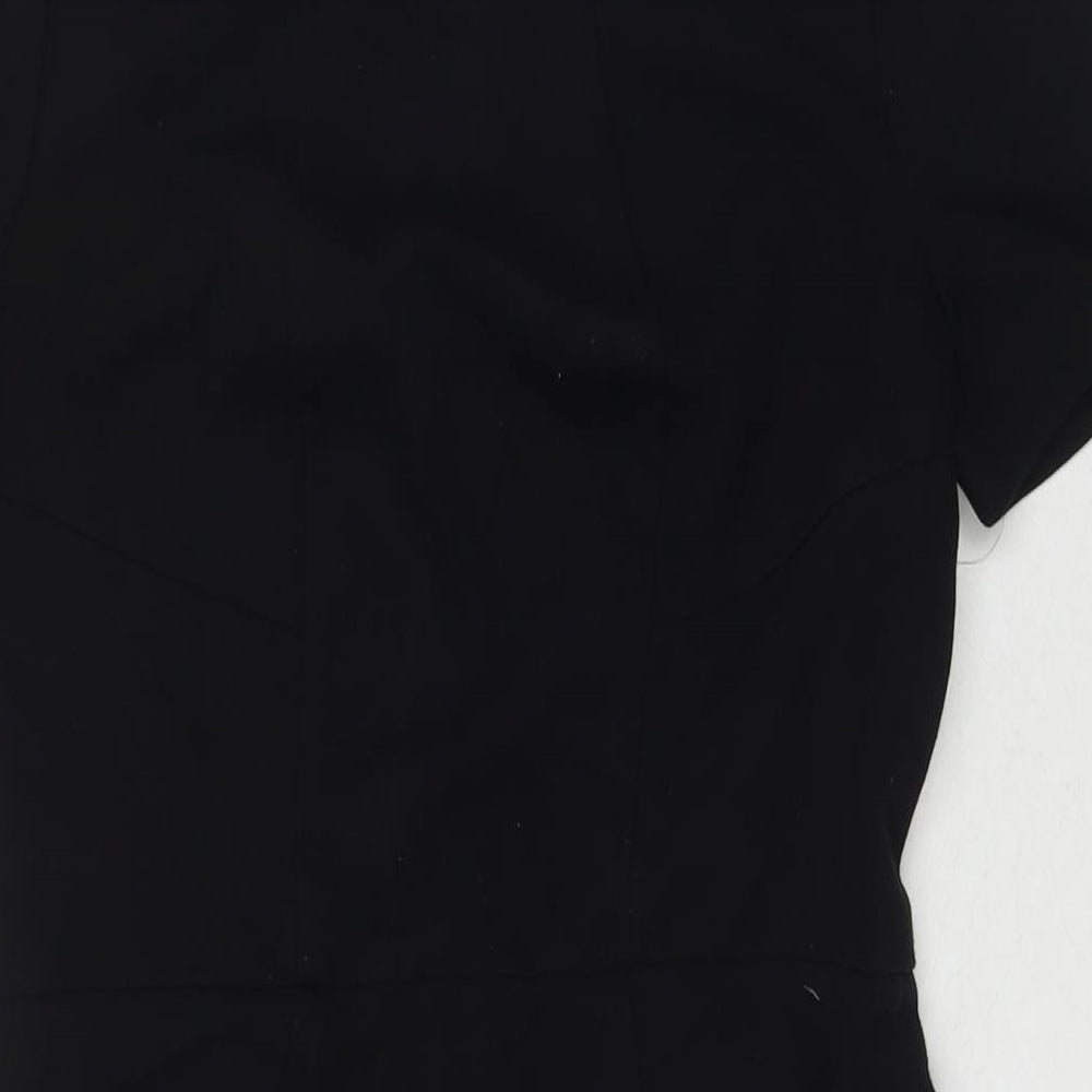 NEXT Womens Black Polyester A-Line Size 10 Round Neck Zip
