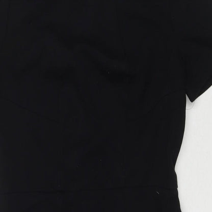 Next Womens Black Polyester A-Line Size 10 Round Neck Zip