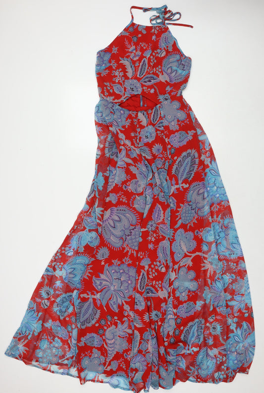 ASOS Womens Multicoloured Floral Polyester Maxi Size 8 Halter Zip