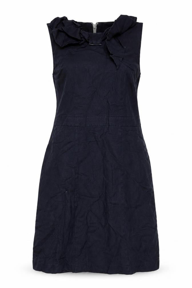 Warehouse Womens Blue Linen A-Line Size 8 Round Neck Zip