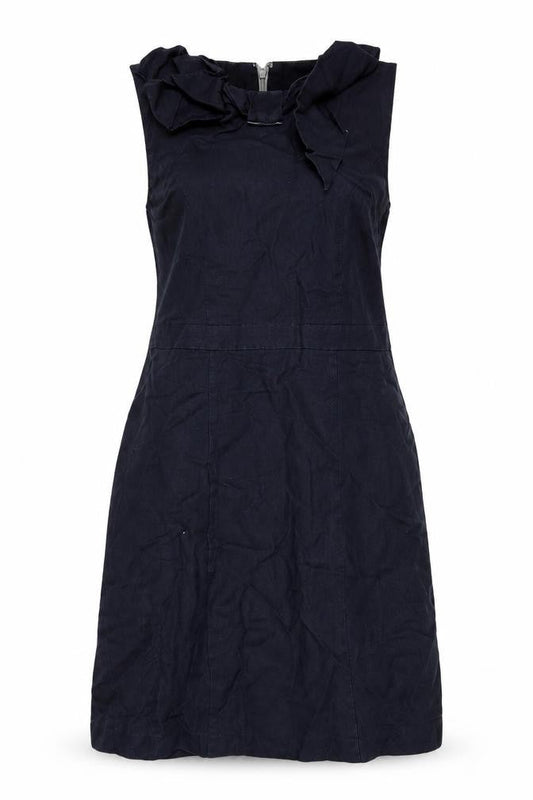 Warehouse Womens Blue Linen A-Line Size 8 Round Neck Zip
